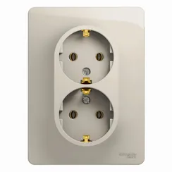 Розетка двойная с заземлением без шторок Systeme Electric Glossa Молочный GSL000924