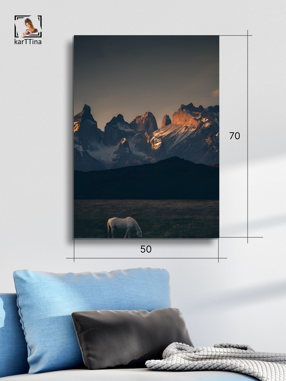 Картина Конь на закате интерьерная 50x70см 1шт.
