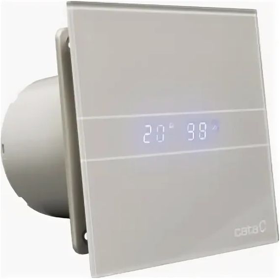 Накладной вентилятор Cata E 100 GSTH Silver (Таймер, датчик влажности, термометр, дисплей) + обратный клапан