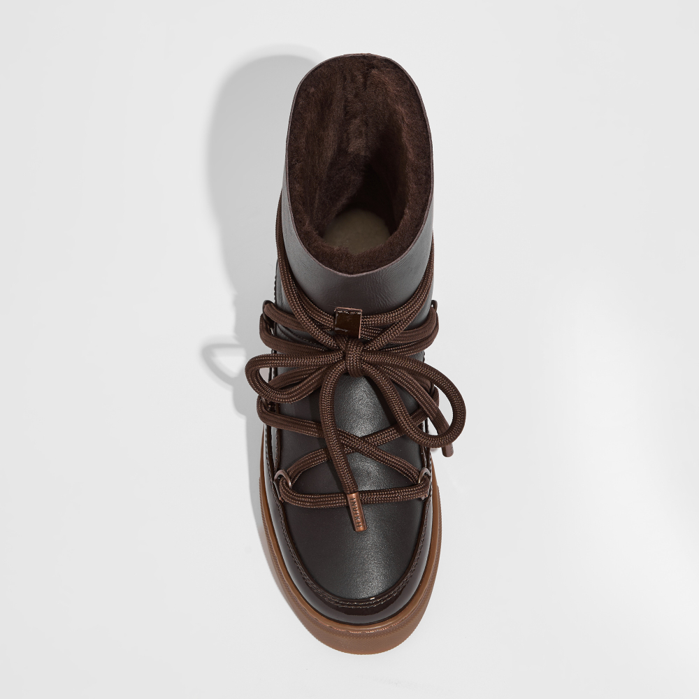 Высокие комбинированные кеды INUIKII Sneaker Gloss Brown на меху