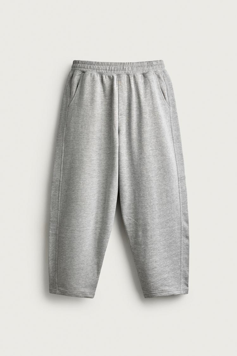 ZARA БАЗОВЫЕ БРЮКИ-ДЖОГГЕРЫ BALLOON FIT, СЕРЫЙ МЕЛАНЖ