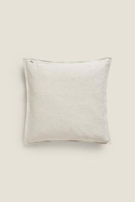 ZARA HOME ЛЬНЯНОЙ ЧЕХОЛ НА ПОДУШКУ, СВЕТЛО-БЕЖЕВЫЙ