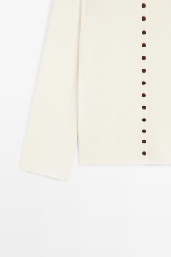 Massimo Dutti Кардиган из смесовой шерсти с пуговицами, натуральный/кремовый