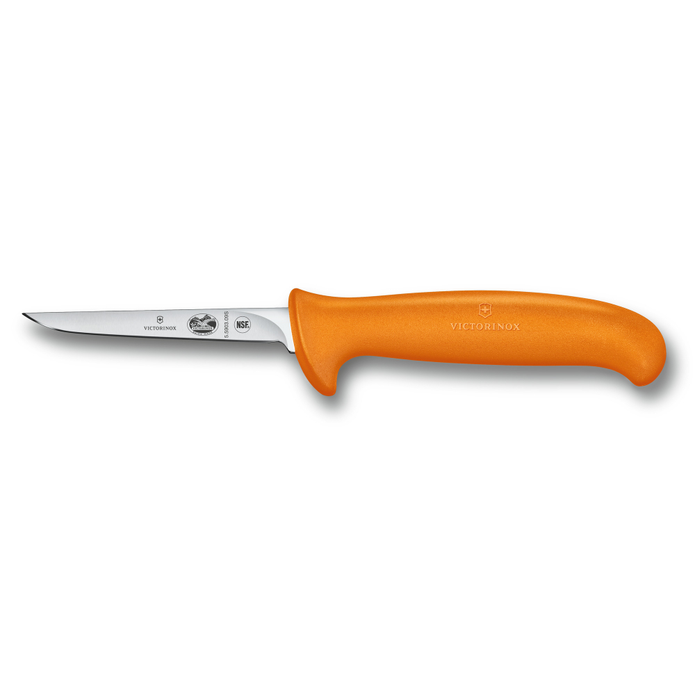 Фото нож для птицы VICTORINOX Fibrox с лезвием из нержавеющей стали 9 см и рукоятью из пластика оранжевого цвета с гарантией