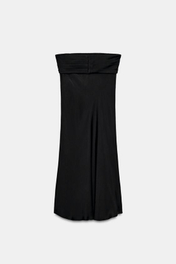 ZARA АТЛАСНАЯ ЮБКА-КАРАНДАШ ZW COLLECTION, ЧЕРНЫЙ