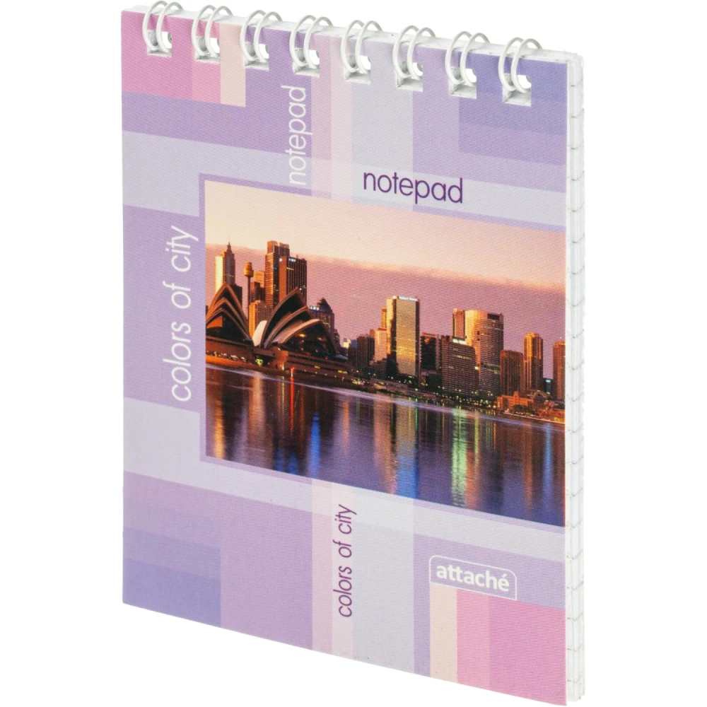 Блокнот Attache Colors of city А7 40 листов фиолетовый в клетку на спирали