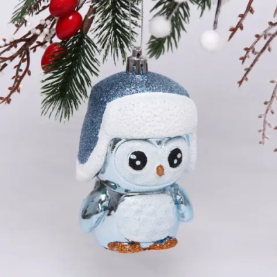 Ёлочная игрушка «Новогодний пингвин» 7*6*11 см, голубой