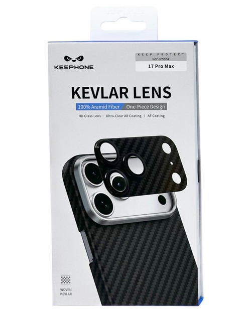 Защитное стекло i-Phone 17 Pro Max на линзы камеры Keephone Kevlar Lens черное