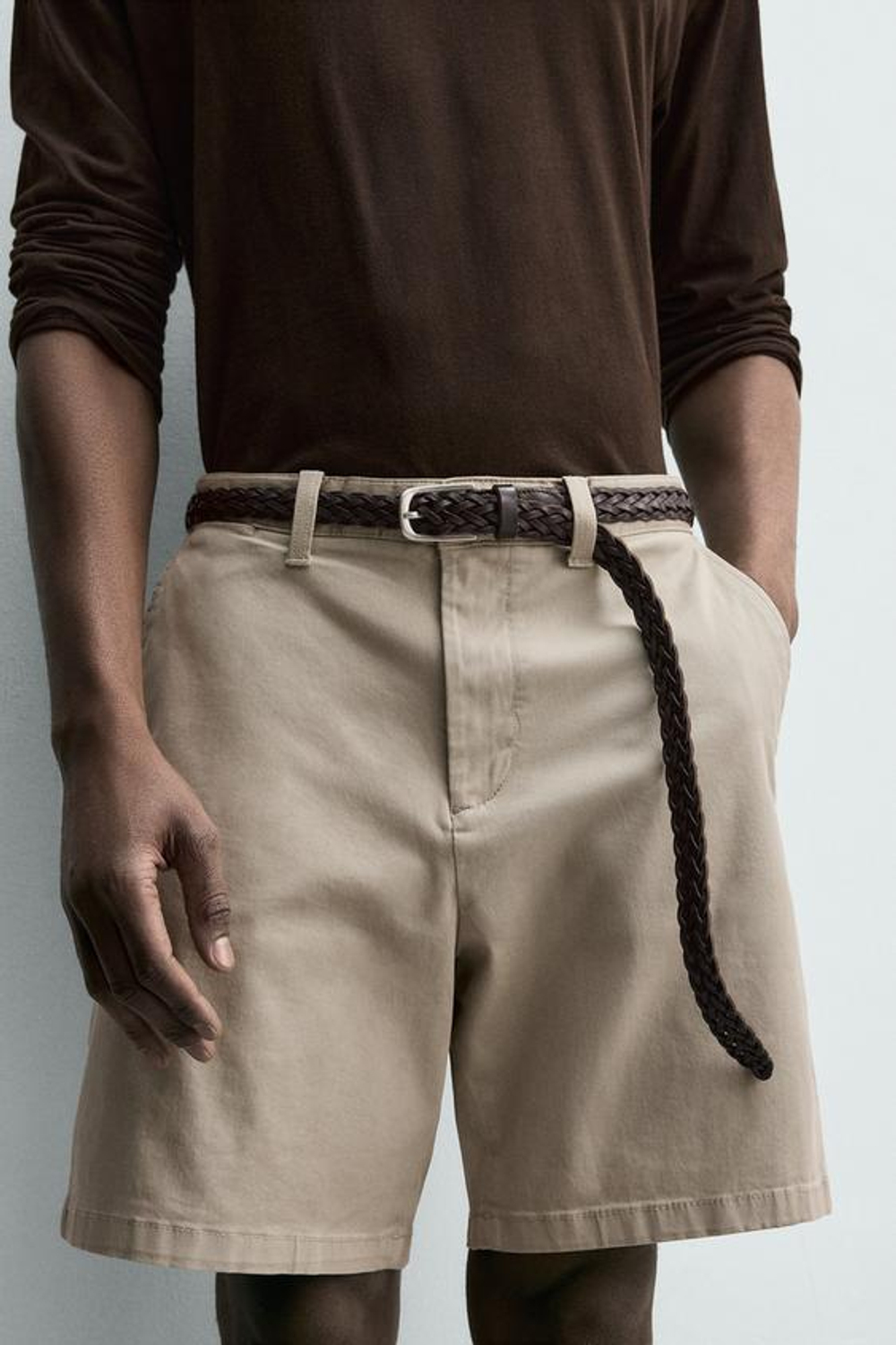 ZARA ШОРТЫ ЧИНОС REGULAR FIT, БЕЖЕВЫЙ
