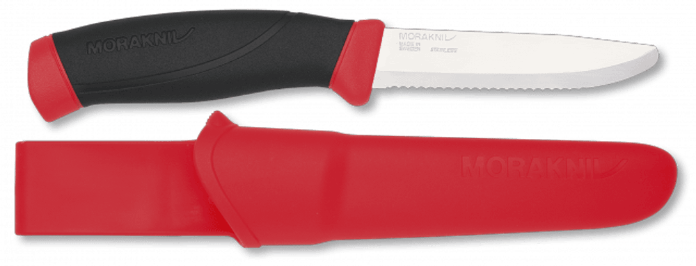Нож Morakniv Companion Rescue SRT Safe, серейтор, нержавеющая сталь, клинок 99мм, сигнальный красный