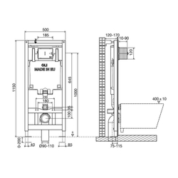 Инсталляция для унитаза OLI 80 ECO Sanitarblock pneumatic 300573p схема