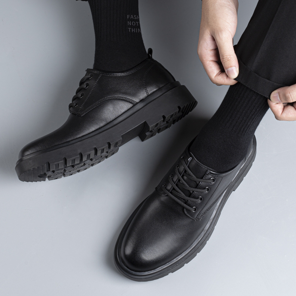 FOXER Casual Leather Shoes Men"s Low top Black