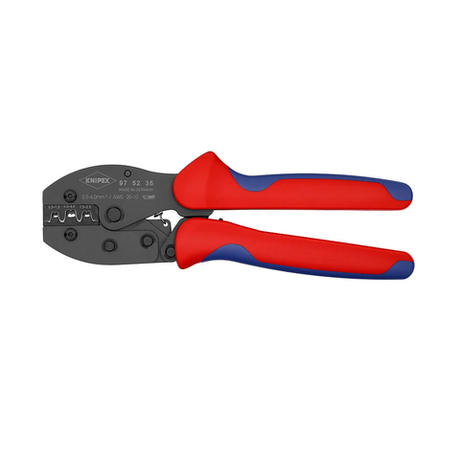 Пресс - клещи 220 мм KNIPEX PreciForce (Клещи для опрессовки, Ручной обжимник) 3 гнезда, штекеры открытые неизолированные 4.8/6.3 мм, 0.5-6.0 мм² KN-975235