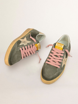 Ball Star green suede with gold leather star and heel tab