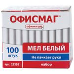 Мел белый ОФИСМАГ, АНТИПЫЛЬ, набор 100 штук, круглый, 223551