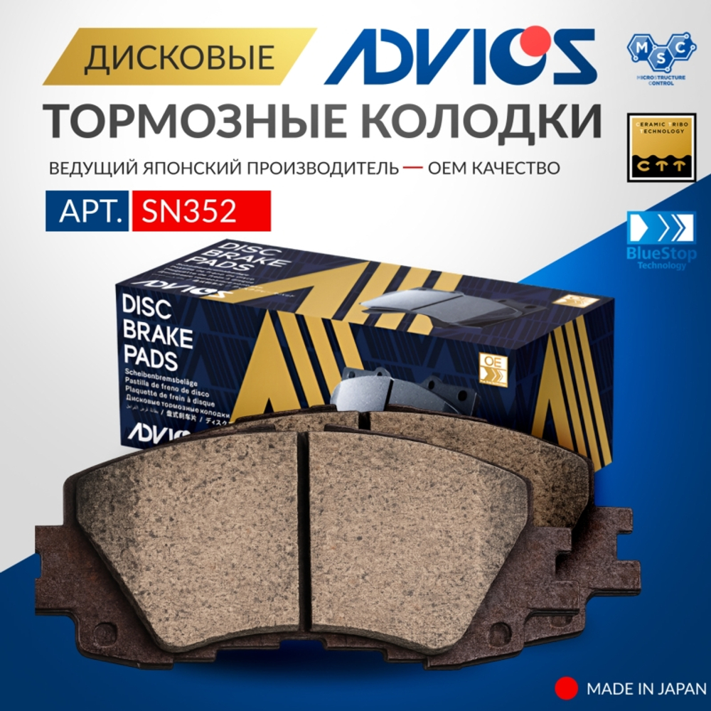 Дисковые тормозные колодки ADVICS передние SN352