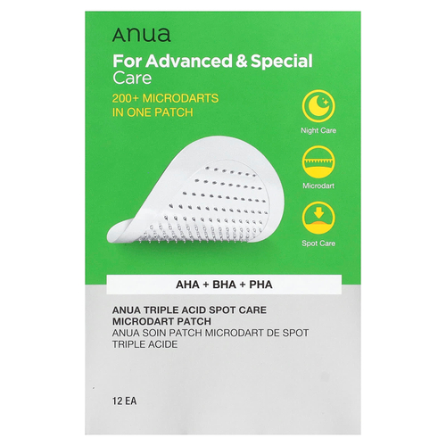 Anua, Microdart, патч для точечного ухода с тройной кислотой, 12 патчей