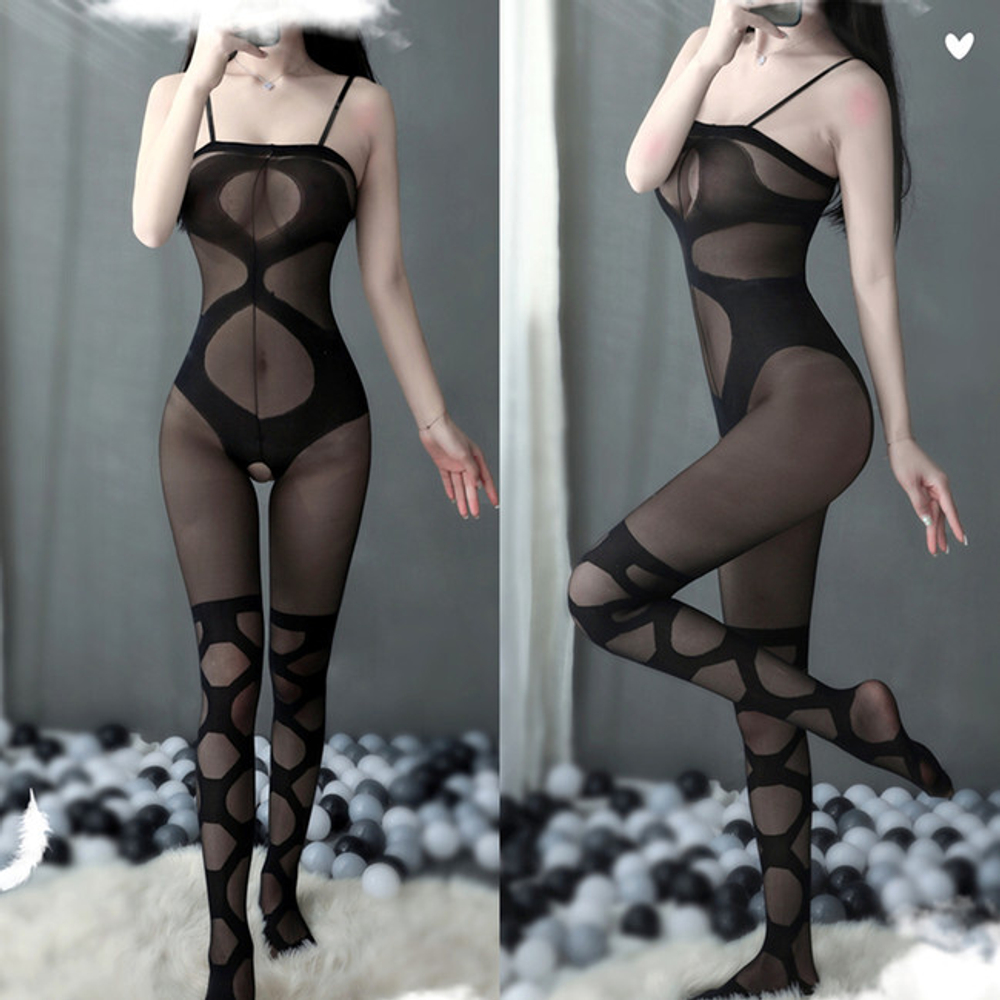 Комбинезон с доступом на бретелях One Size (40-44) (Цвет: черный)