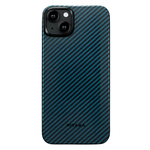Чехол из арамидного волокна с поддержкой MagSafe PITAKA MagEZ Case 4 1500D для iPhone 15, Black / Blue Twill (Cаржевое переплетение)