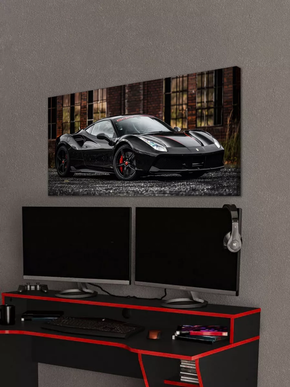 Картина на стену "Ferrari 488", 80х40 см