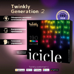 Гирлянда-бахрома Twinkly Icicle 190 LED RGB 5 м IP44 Clear