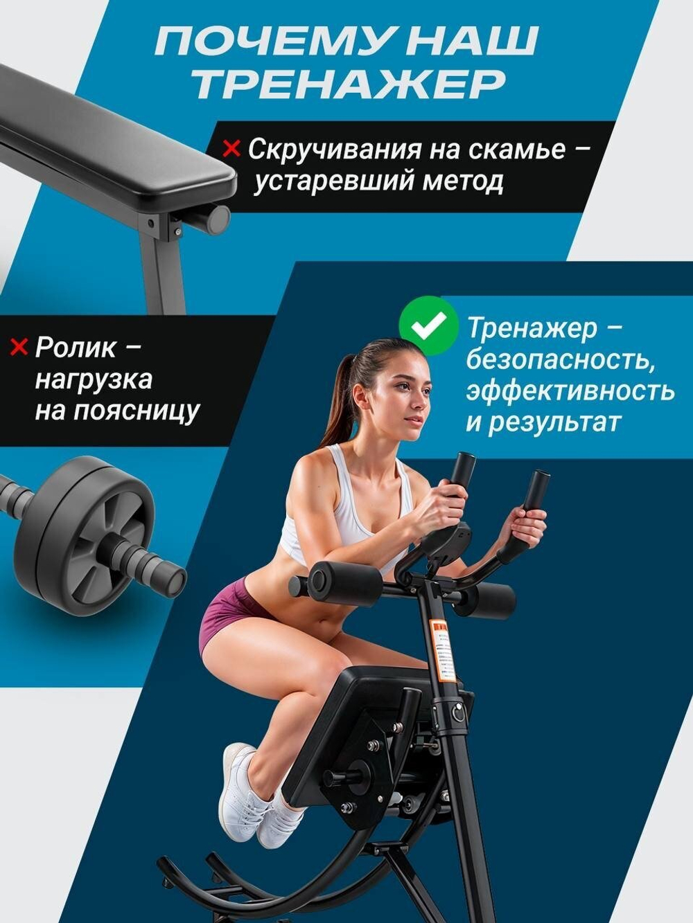 Тренажер для пресса, мышц живота, складной без дополнительных утяжелителей. Оборудование для тренировок.