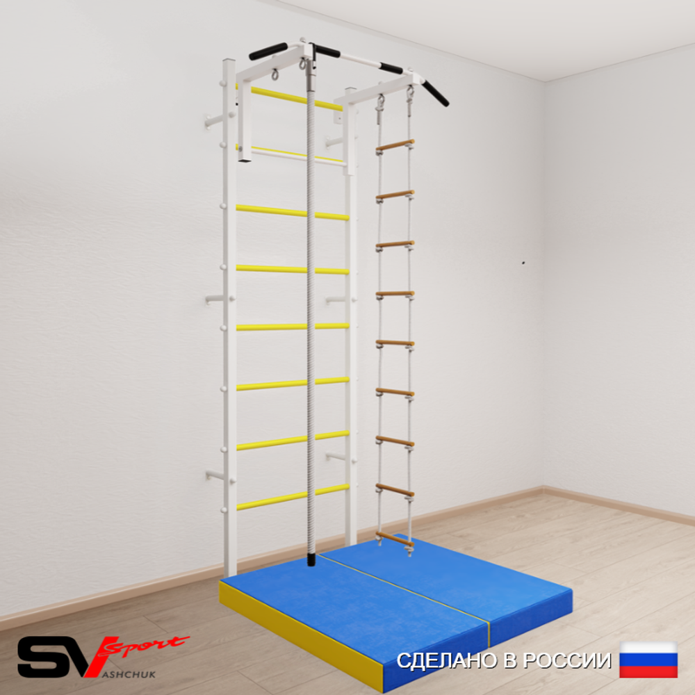 Шведская стенка Sv Sport усиленная 6144 (Турник стандарт/Канат/Лестница/Мат 1м)