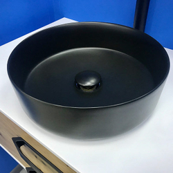 Раковина накладная AVS Art Basin 35, 5x35, 5 черная с донным клапаном 801-0201-d36MB+Д/К