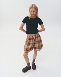 Plaid Boxer Shorts Beige