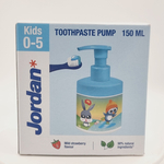 Jordan Kids Детская зубная паста 0-5 лет, клубничный вкус, в бутылке с дозатором-помпой, 150 мл (из Эстонии)
