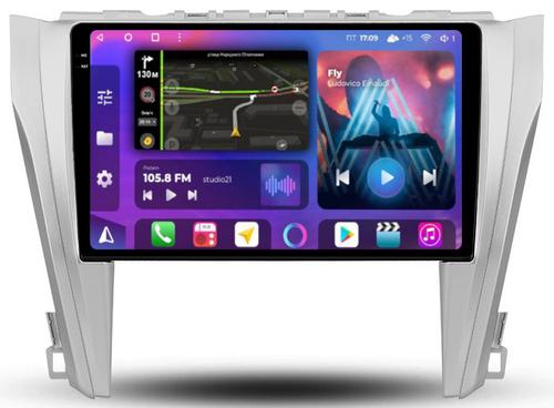 Магнитола для Toyota Camry 55 2014-2018 (рамка серебро) - FarCar S500-TS10 монитор 10.36" QLED на Android 14, Быстрая, CarPlay, 4G SIM-слот