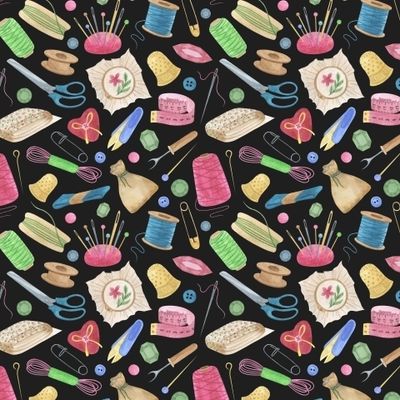 ПРЕДМЕТЫ ДЛЯ РУКОДЕЛИЯ НА ЧЁРНОМ ФОНЕ