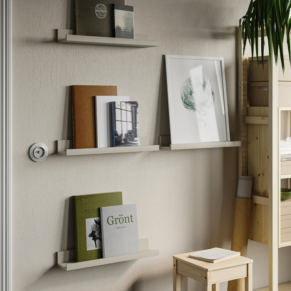 IKEA MOSSLANDA  (ИКЕА МОССЛАНДА)  -  Полка для фоторамок - серо-бежевый 55 см
