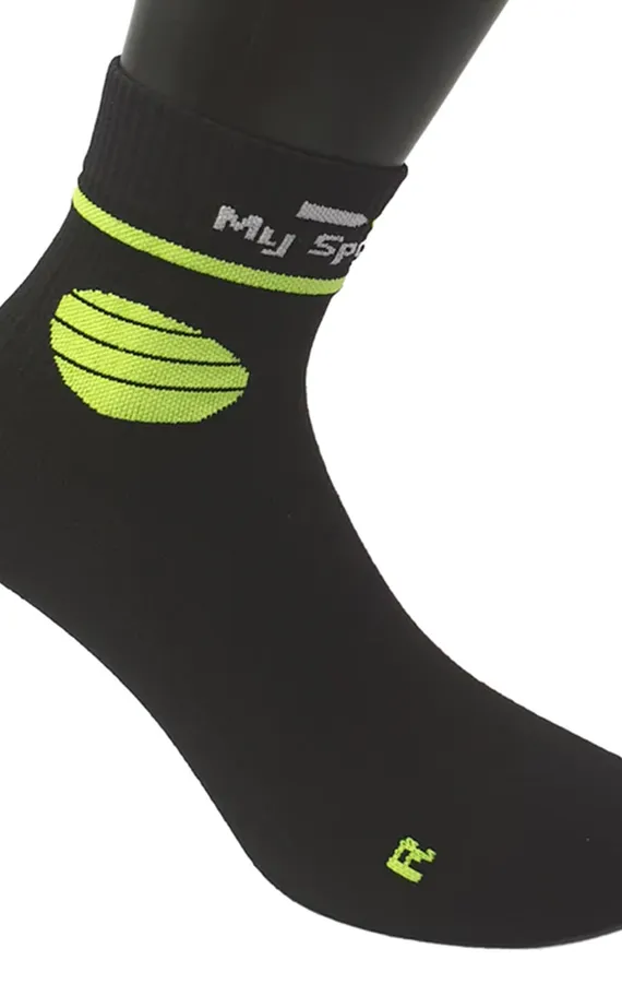 GD9192 Calzino Corto Nero-Giallo Fluo