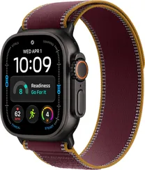 Часы Apple Watch Ultra 4, 49 мм, титан чёрного цвета, ремешок Trail бордового цвета (2026)