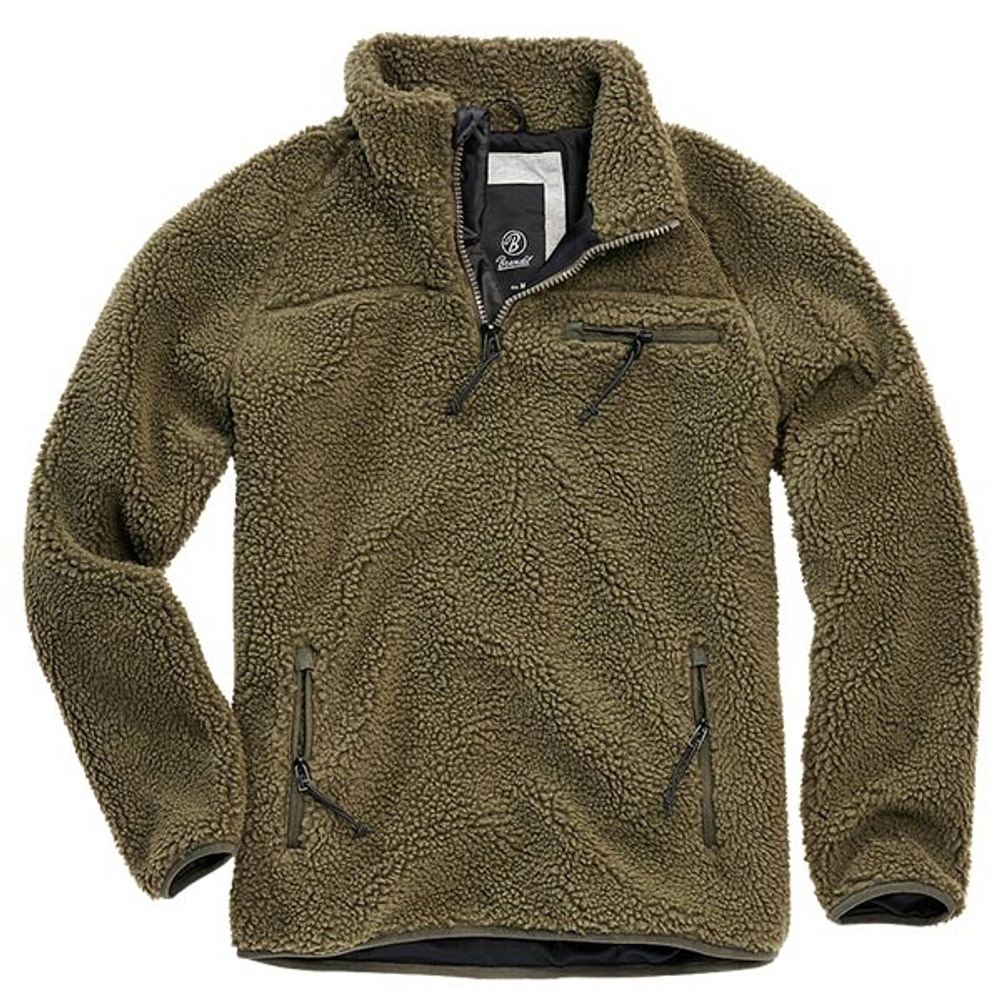 Куртка флисовая Brandit Troyer Teddy Fleece olive