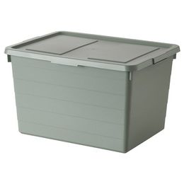 Коробка для хранения с крышкой IKEA SOCKERBIT (СОКЕРБИТ), Серо-зеленый, 38x51x30 см