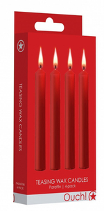 Набор из 4 красных восковых свечей Teasing Wax Candles (Цвет: красный)