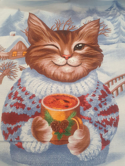 Вафельное полотно "Коты/матрёшки" шир 150 см.