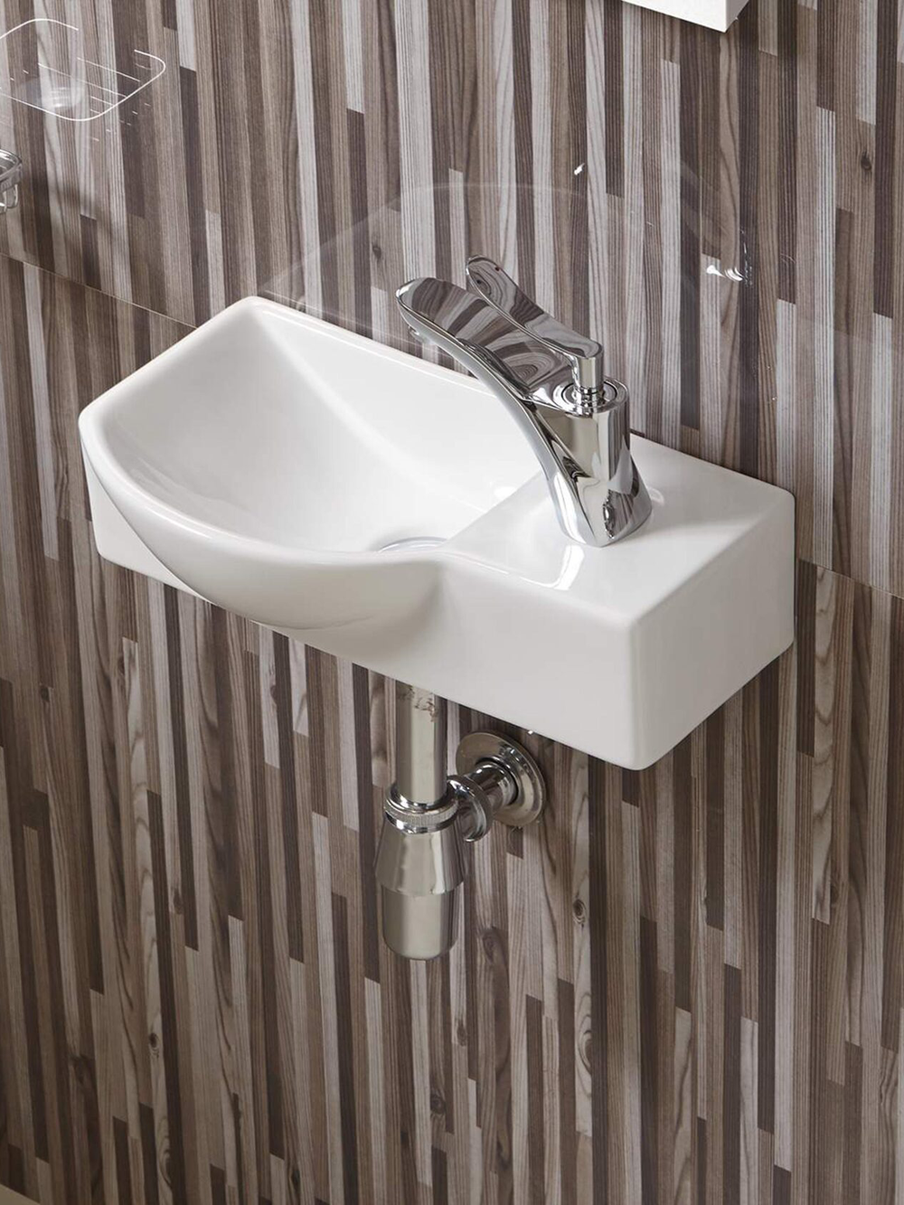 Раковина подвесная (глянцевая белая)  WeltWasser WW AISBACH 7940 GL-WT R 400х220х120