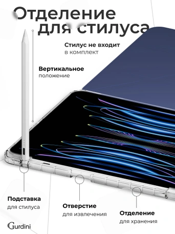 Чехол книжка для Air 4/5/6 (10,9")/iPad Pro 11"(2,3,4 gen) Gurdini Origami Case Темно Синий