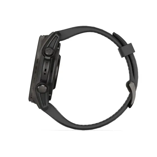 Мультиспортивные GPS часы Garmin Fenix 8S (43 mm) AMOLED, Sapphire Carbon Gray DLC Titanium with Black/Pebble Gray Silicone 010-02903-21