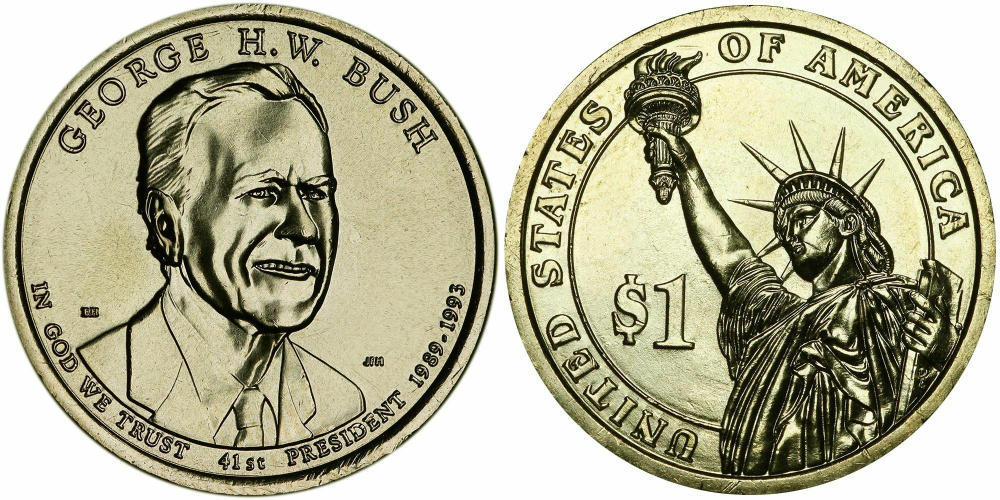 США 1 доллар 2020 Президент 41 - Джордж Герберт Уокер Буш (1989-1993)