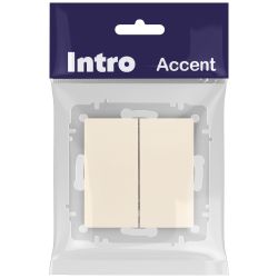 Переключатель Intro Accent 6-107-02 двойной, 10А-250В, IP20, СУ, AL/CU, слоновая кость | Intro