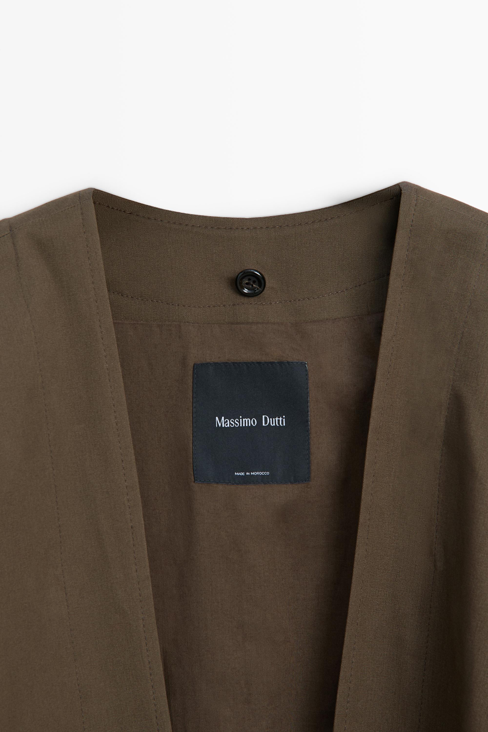 Massimo Dutti Тренч со шлицами из смесового хлопка, кротово-коричневый