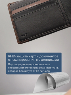 B123160R Castanho - Портмоне с RFID защитой MP