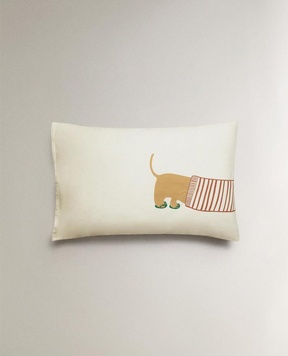 ZARA HOME НАВОЛОЧКА НА ПОДУШКУ ДЛЯ ДЕТСКОЙ КРОВАТКИ С СОБАКОЙ, БЕЖЕВЫЙ