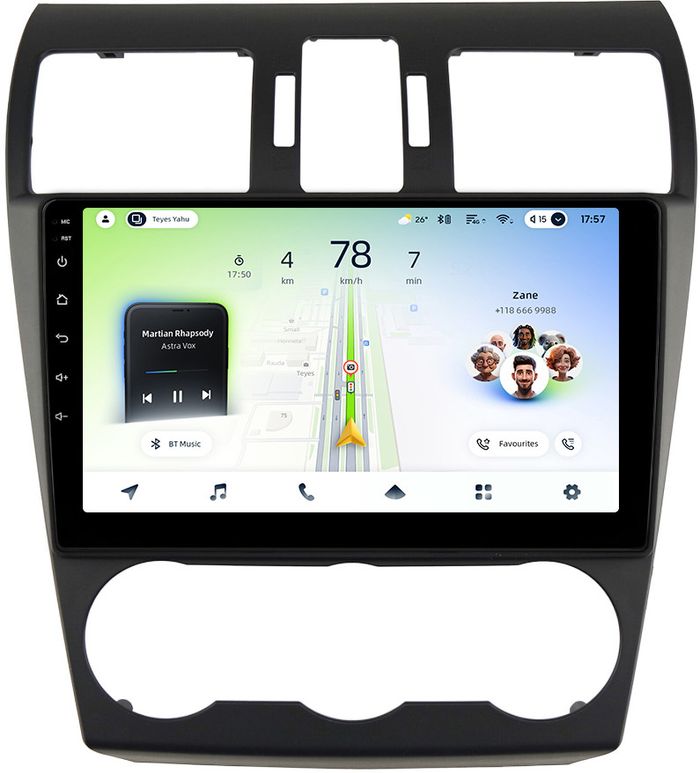 Магнитола для Subaru Forester 4 2012-2015, Impreza 4, XV (без штатной КЗВ) - Teyes CC4L-DTS монитор 9" IPS, Android 14, Быстрая, Snapdragon 662, CarPlay, 4G SIM-слот
