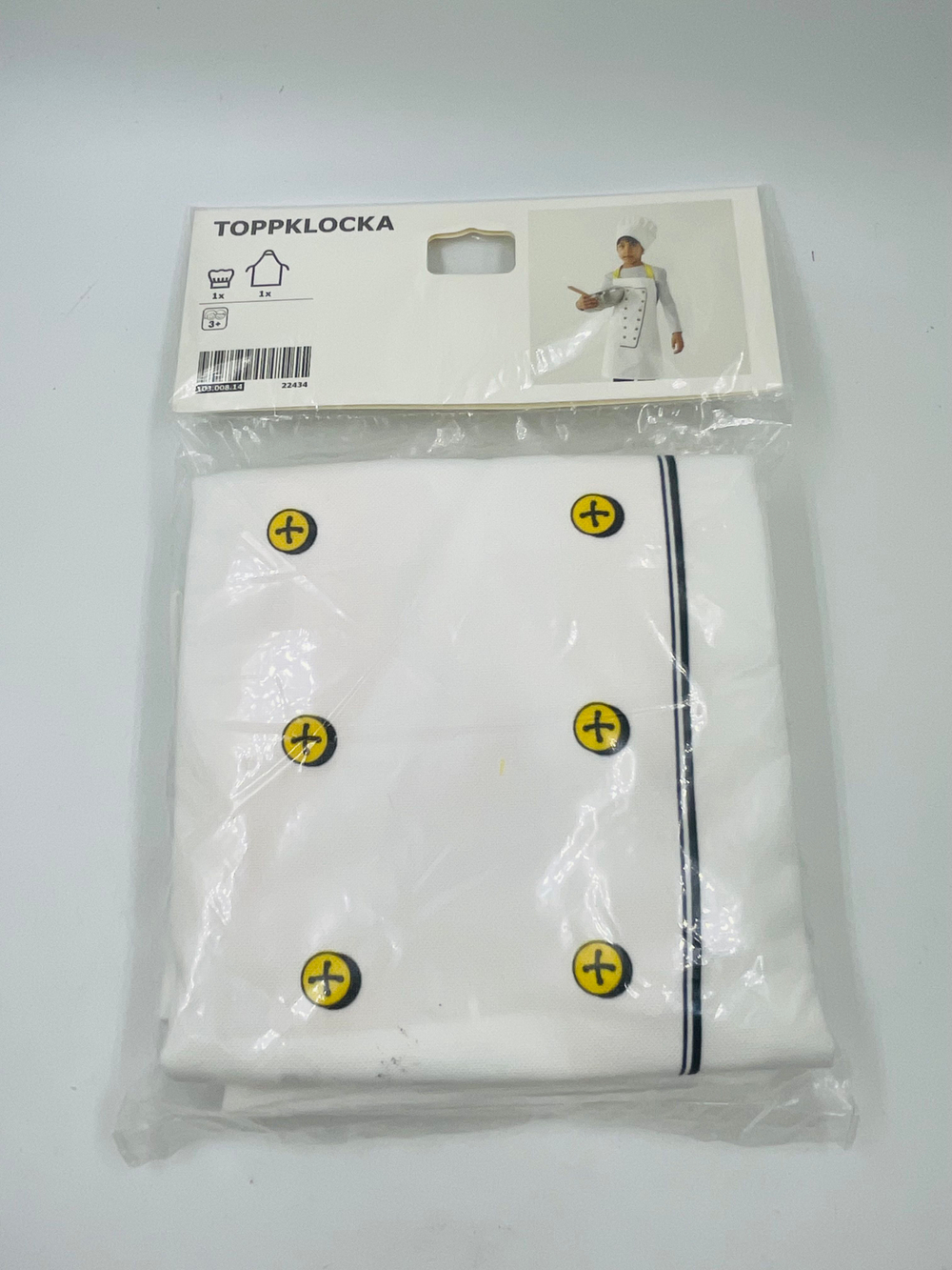 Фартук детский с поварским колпаком IKEA TOPPKLOCKA, белый/желтый