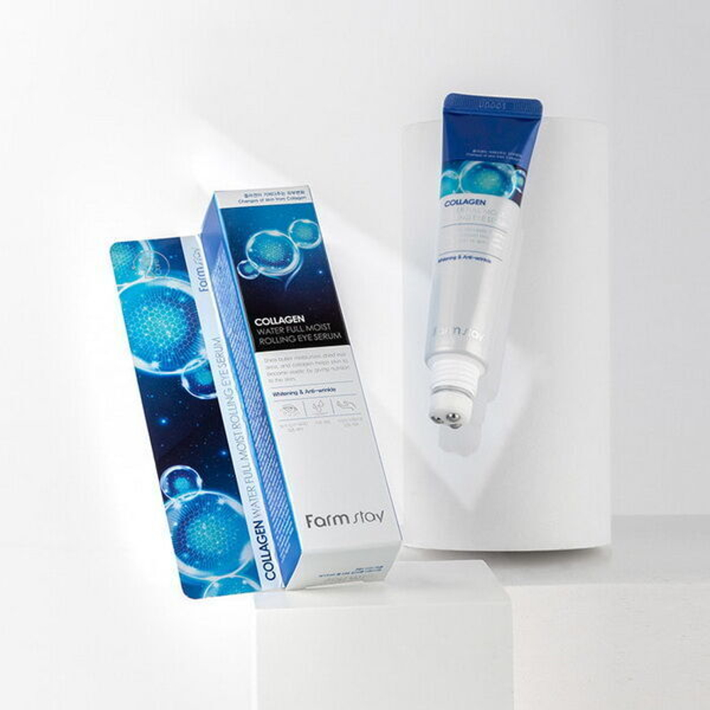 Увлажняющая сыворотка-роллер для области вокруг глаз FarmStay Collagen Water Full Moist Rolling Eye Serum, 25мл